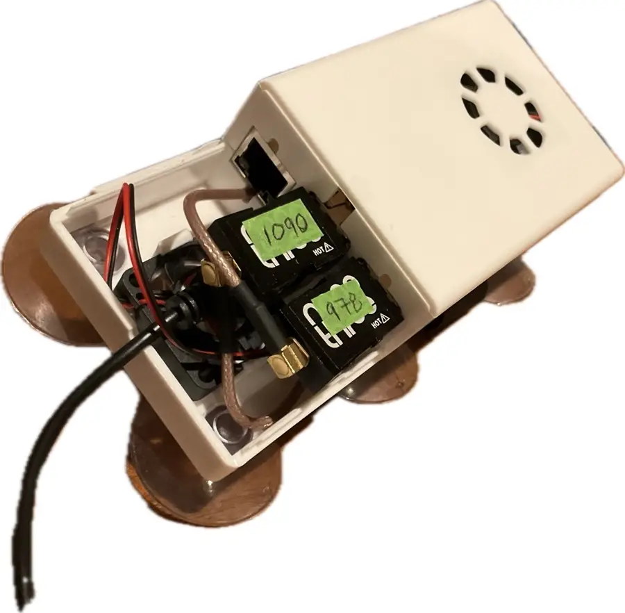 SDRs and cables connected inside the case